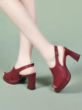 Women Summers Sandals Fashion Fish Mouth Block High Heels Black Ladies Office Wear Sandalias 2023 White Elegant