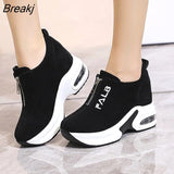 Women Casual Shoes 2023 Autumn Korean Wedge Platform Zipper Sneakers Fashion Female Increase Casual Sport Shoes Chaussure