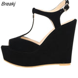 Women's Open Toe Sandals High Wedge Sexy Club Heel Shoes Wedding shoes women sandals