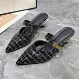 Pointed Toe Mules Fashion Women Slippers Casual Women's Shoes Women High Heels Elegant Ladies Outdoor