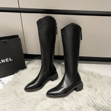 Knee Boots Women's 2024 New British Pointed V Mouth Western Cowboy Boots Thick Heels Show Thin Knight Boots In