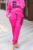 Fashion Hooded Clothes For Women Casual Letter Print Long Sleeve Top + Skinny Pants Two Piece Sets Female 2pcs