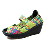 New Wedge Platform Weave Sandals Fashion Peep Toe Comforty Breathable Mom Shoes Female Casual Thick Bottom Sandalias