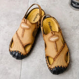 Men's Sandals Leather Men's Slippers Fashion Sandals Luxury Soft Outoor Slippers Man Beach Shoes Big Sizes