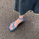 Breakj New Holiday Wind Korean Plate Cross Fine With Roman Sandals Cover Blue Flat