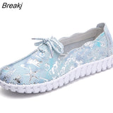 Spring Women Flats Loafers Shoes Genuine Leather Flats Female Shoes Lace Up Loafers Casual Slip-on Walking Shoes