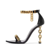 Chain Gladiator Sandals Women High Heel Shoes Runway Slingback Star Style Pumps Banquet Party Sexy Women's Sandals
