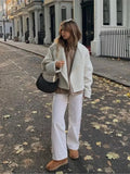 Brown Cropped Cotton Jackets Casual Fashion Long Seeve Cardigan Coat Women 2023 Ins New Commuter Female's Woolen