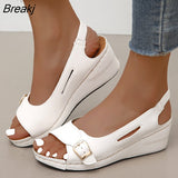 Mujer 2022 Female Wedge Heels Shoes Women Summer Comfortable Sandals Slip-on Flat Sandals Platform