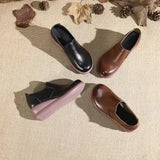 2023 First Layer Cowhide Platform Bottom Comfortable Women's Shoes Leisure Leather Comfortable Women's Single Shoes Middle-Aged And Elderly Mother