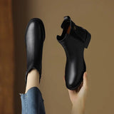 Breakj New Soft Skin And Ankle Boots Flat And Bare Boots Round Heel Chelsea