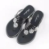 Women Fashion Peep Toe Silver High Quality Anti Skid Beach Sandals Lady Casual Golden Crystal Summer Home Sandals