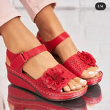 Sandals Fashion Flower Wedge Slope Heel Sandals Summer Casual Solid Colour Breathable Flip Flops Sandals Beach