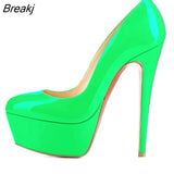 Women Pumps Extremely High Heels Shoes14cm Sexy Patent Leather Woman Wedding Party Shoes Stiletto Red