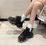 Breakj Broadcast Thick Platform Sports Shoes Female Breathable Net Cloth Dad Shoes Four Seasons Increased Comfortable Student