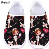 New Fashion Comfort Soft Casual Shoes Mesh Women's Sneakers Sweet Cartoon Slip on Nurse Female Ladies Sports