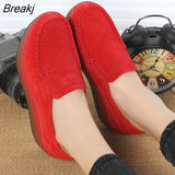 Women Flat Platform Loafers Ladies Elegant Suede Leather Moccasins Shoes Woman Slip On Moccasin Women's Blue Casual