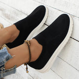 Knitting Flats Shoes for Women 2023 Autumn Comfortable Slip On Casual Shoes Woman Breathable Soft Sole Tennis