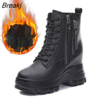 Autumn Winter Shoes Women High Heels Boots Fashion Ladies Ankle Boots Brand Woman Warm Shoes Height Increasing 3cm