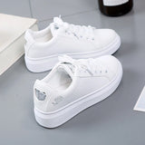 Women Casual Shoes New Spring Fashion Embroidered White Breathable Flower Lace-Up