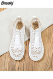 Women's Breathable Mesh Summer Shoes Lace Walking Shallow New Solid Non Slip Casual Shoes 35-40 HOT