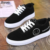 Women Canvas Shoes Summer/Autumn Flats Women Canvas Shoes Classic Lace Up Smiley Face Walking Fashion Women