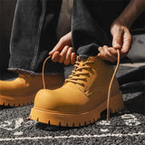 Breakj Head Leather Shoes Thick Platform Martin Boots Male Help 2023 New Tooling Locomotive Trend Ankle Boots