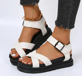 Toe Flatform Wedges Shoes Woman Summer Beach Sandals Sexy Women Plus Size PU Leather