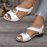 Breakj Plus Size 2025 New Thick Heel Sandals Women's Metal Buckle Hemp Rope Wedge Low Sole High Heel Fish Mouth