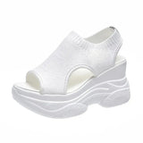 Women's Sandals 2023 Summer Wedge Heel Elastic Cloth Cover Foot Ladies Sandals Thick-soled Fashion Trifle Elevation Casual
