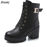 Heels Boots Women Winter Shoes Soft Leather Warm Plush Women Winter Boots Sexy Ladies Brand Heel Winter Shoes