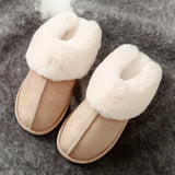 2023 New Fluffy Home Slippers Women Flat Heels Non Slip Winter Cotton Shoes Woman Indoor Faux Suede Plush Couple