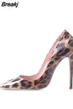 sexy night club party wedding shoes women Leopard print high heels slip on pointed toe 12cm stiletto pump QP033