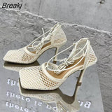 Cross-tied Women Sandals High Heels Women's Shoes Ankle Cross Strap Sandals Female Ladies Peep Toe Party Shoes