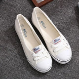Women Casual Flats Lace up Shallow Shoes Autumn 2023 Fashion Comfortable Female Canvas Loafers Vulcanized Shoes Ladies