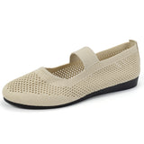 Women Flats Shoes Slip on Knitting Loafers for Women Round Toe Single Shoes Hollow Out Fashion Mom Casual Shoes for