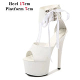 Color Shoes Stripper Heels Women Sandals Sexy Shoes Party Club Sandals 17 CM Platform High-heeled Wedding Shoes Pole