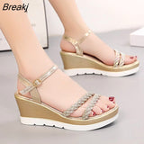 Mujer 2023 Sandals Platform Women Ankle Strap Shoes Women Fashion High Heels Wedges Dress Party Shoes Open Toe