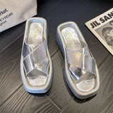 Gold High heeled slippers Women summer New Brand Designer Peep Toe Sandals Women Soft comfortable platform slipper