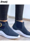 Women Sneakers Trainers Platform Shoes Slip On Woman Buckle Zapatos De Mujer Ladies Vulcanize Big