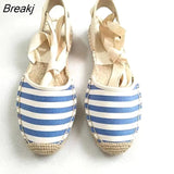 for women Hemp Rope Bottom Ladies Sandals Flat Shoes Women Strappy Fisherman Sandals Women Spring and Summer Lace