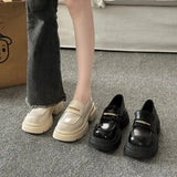 Love Shoes Women's 2024 New Spring British Style Small Black Leather Shoes With A Single
