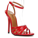 Oversized Women's Shoes Fake Women's Cross Dressing Fun Shoes large-size 37-48 Thin high heels 13cm lace up women's