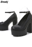 Heeled Ankle Strap Pumps Sweet Platform Pink Square Heel Woman High Heels Pumps Platform Shoes 2023 Spring Woman