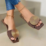 Breakj Summer Fashion Large-Size Round-Button Flat Bottom Leisure Beach Cool Slippers Women's