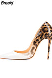 Women Pumps Leopard White Shoes Woman High Heels Stiletto Evening Shoes Patent Leather Sexy Designer Heels QP033