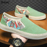 New Men's Summer Casual Sneakers Linen Breathable Casual Flats Shoes Fisherman Driving Footwear Fashion Boy Canvas