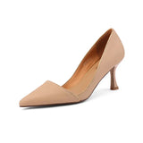 Shows Long Legs! New Sexy Thin-Heeled Single Shoes French Pointed Nude High-Heeled