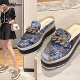 Women Sandals Platform Sandals Metal Decoration Baotou Pointed Toe Women's Outdoor Shoes Zapatos De Mujer Zapatos De