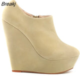 Autumn Winter Boots For Women Wedges Platform Flock Women's Ankle Fashion Short Boot Shoes